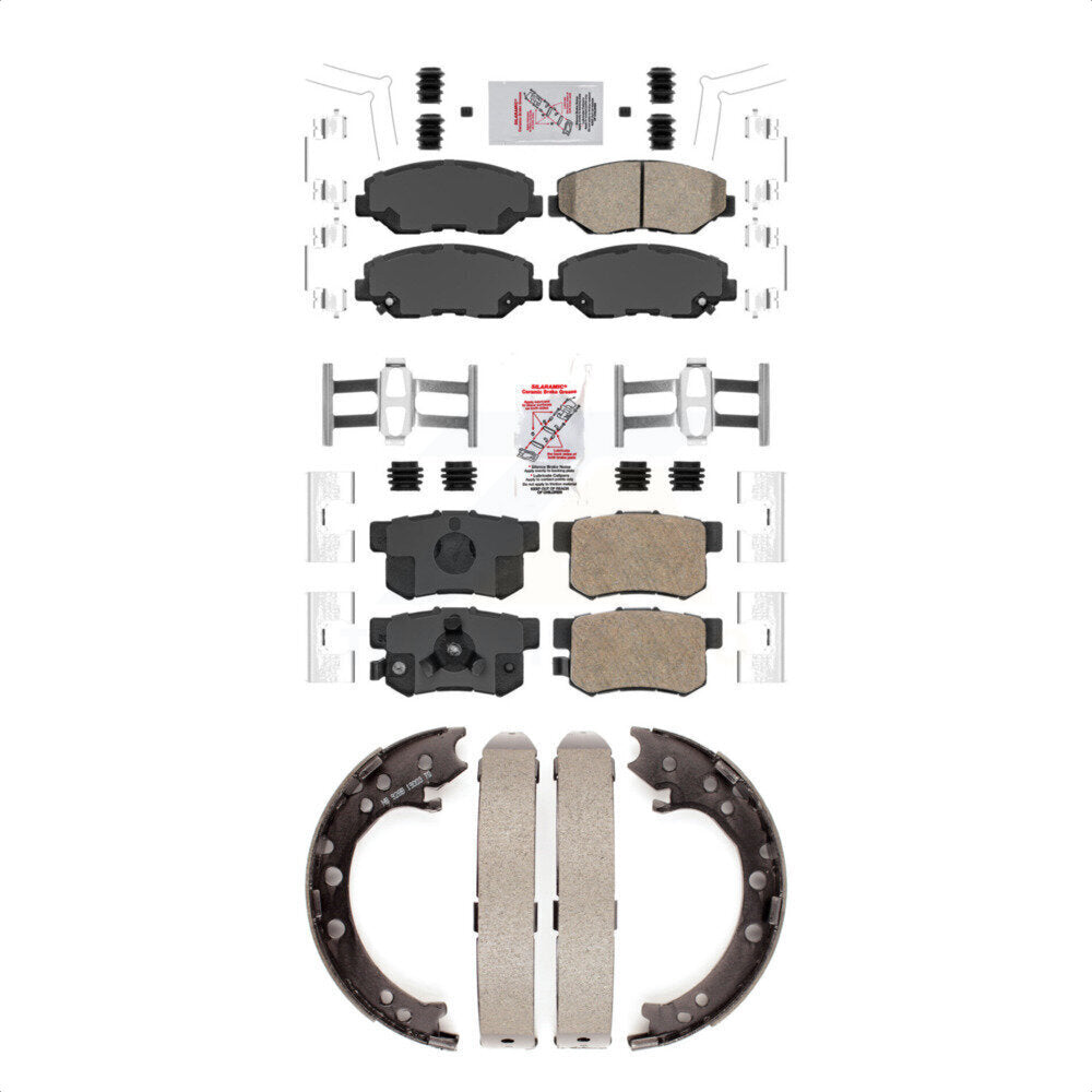 Front Rear Ceramic Disc Brake Pads And Parking Shoes Kit For Honda CR-V FWD KNN-100989