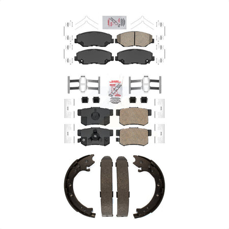 Front Rear Ceramic Disc Brake Pads And Parking Shoes Kit For 05-06 Honda CR-V KNN-100996