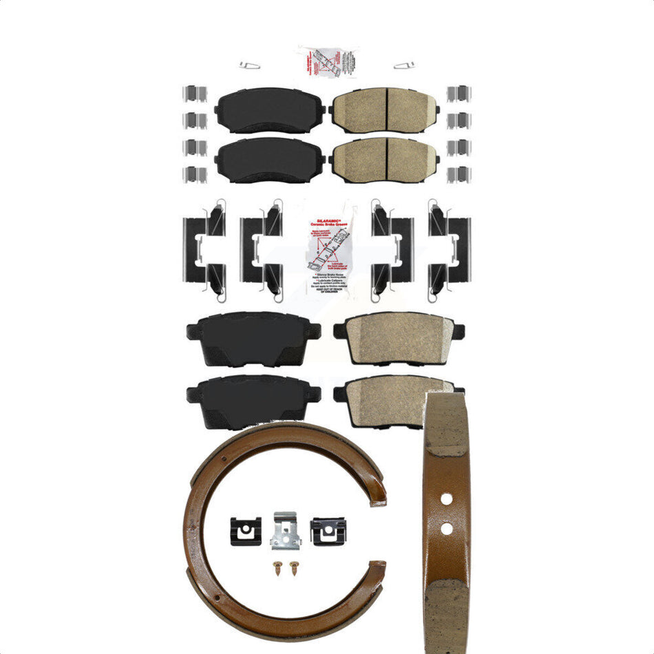 Front Rear Ceramic Disc Brake Pads And Parking Shoes Kit For Ford Edge Mazda KNN-100998
