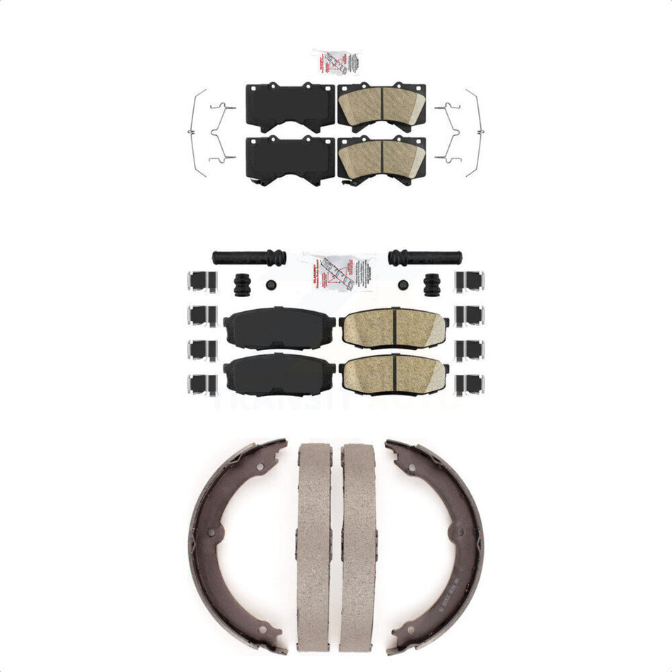 Front Rear Ceramic Disc Brake Pads And Parking Shoes Kit For Toyota Tundra KNN-101004