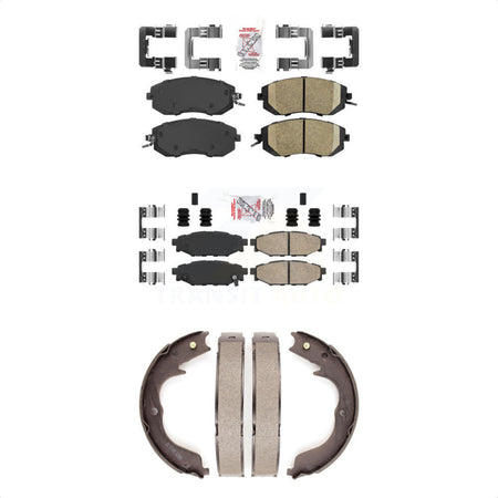 Front Rear Ceramic Disc Brake Pads And Parking Shoes Kit For Subaru Impreza KNN-101013