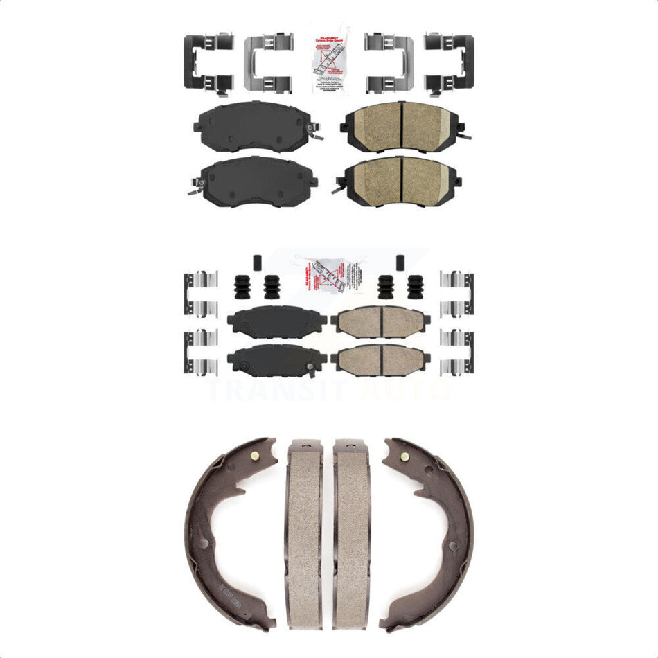 Front Rear Ceramic Disc Brake Pads And Parking Shoes Kit For Subaru Impreza KNN-101013