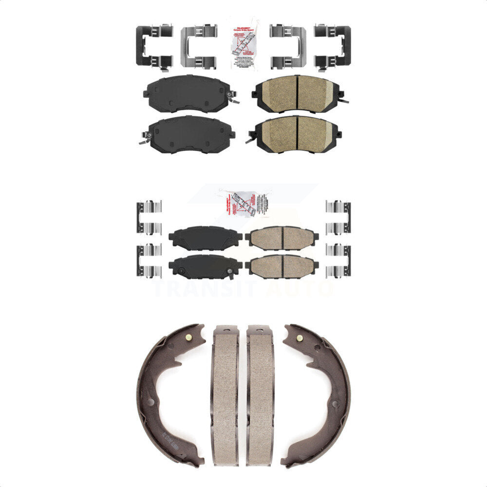 Front Rear Ceramic Disc Brake Pads And Parking Shoes Kit For Subaru Impreza KNN-101015
