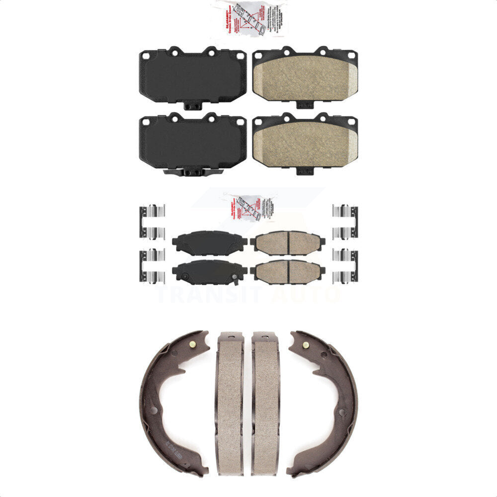 Front Rear Ceramic Disc Brake Pads And Parking Shoes Kit For Subaru Impreza KNN-101017