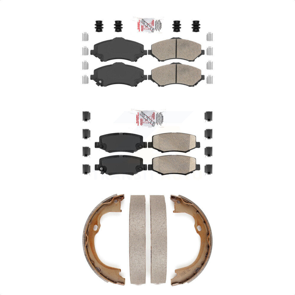 Front Rear Ceramic Disc Brake Pads And Parking Shoes Kit For Jeep Wrangler JK KNN-101018