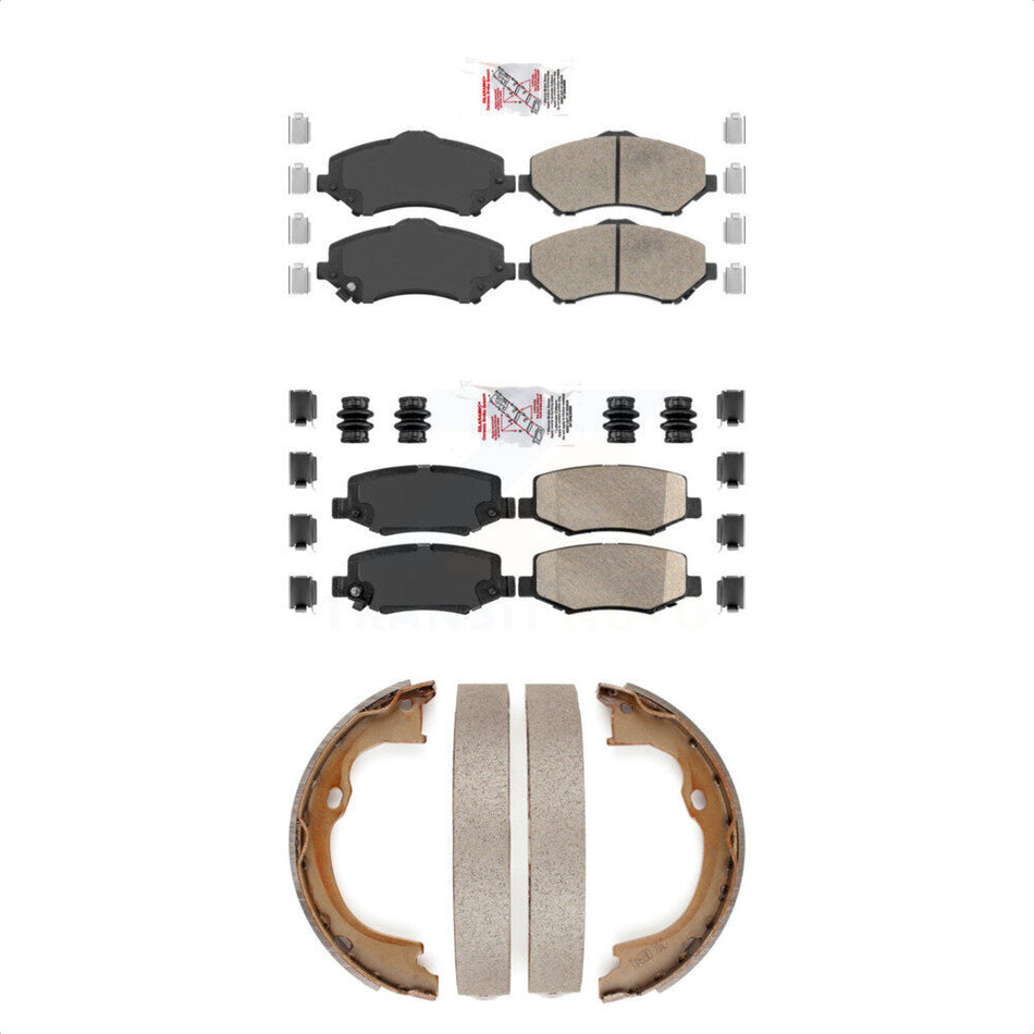 Front Rear Ceramic Disc Brake Pads And Parking Shoes Kit For Jeep Wrangler JK KNN-101021