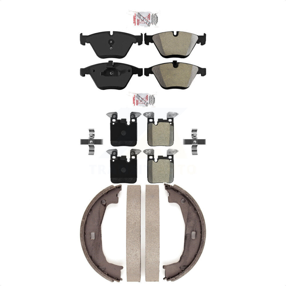 Front Rear Semi-Metallic Disc Brake Pads And Parking Shoes Kit For BMW 328i KNN-101023