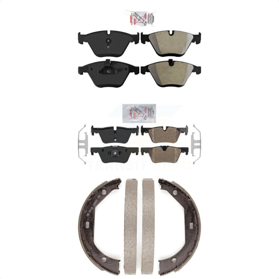 Front Rear Semi-Metallic Disc Brake Pads And Parking Shoes Kit For BMW 328i KNN-101025