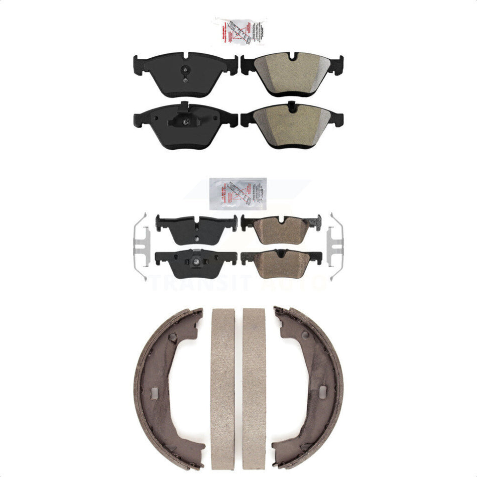 Front Rear Semi-Metallic Disc Brake Pads And Parking Shoes Kit For BMW 328i KNN-101028