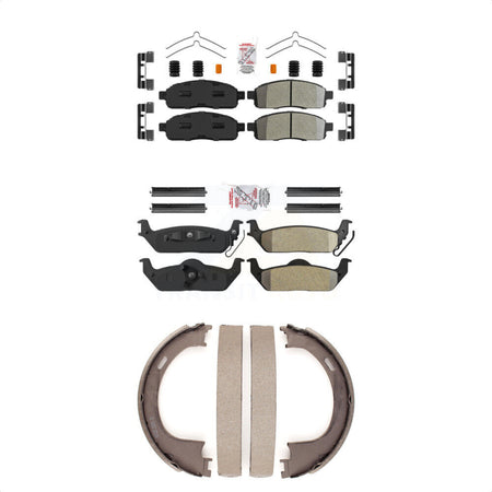 Front Rear Semi-Metallic Disc Brake Pads And Parking Shoes Kit For Ford F-150 KNN-101030