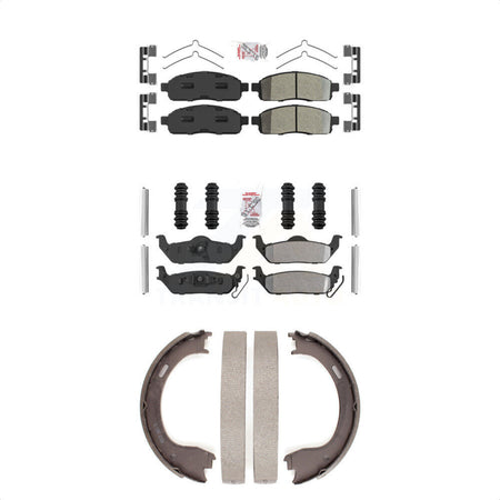 Front Rear Semi-Metallic Disc Brake Pads And Parking Shoes Kit For Ford F-150 KNN-101037