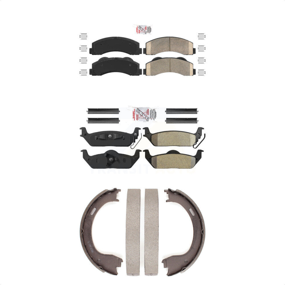 Front Ceramic Rear Semi-Metallic Disc Brake Pads And Parking Shoes Kit For KNN-101039
