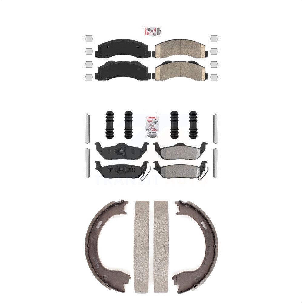 Front Ceramic Rear Semi-Metallic Disc Brake Pads And Parking Shoes Kit For KNN-101041