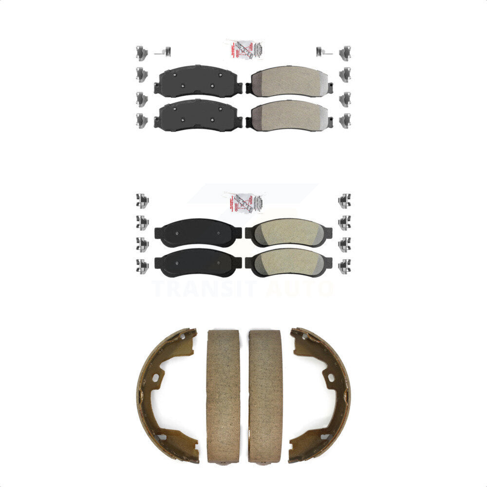 Front Rear Semi-Metallic Disc Brake Pads And Parking Shoes Kit For Ford F-250 KNN-101042