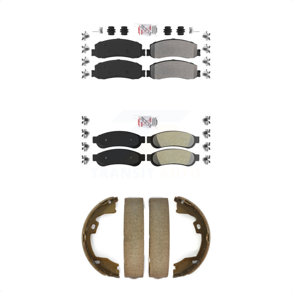 Front Rear Semi-Metallic Disc Brake Pads And Parking Shoes Kit For Ford F-350 KNN-101044