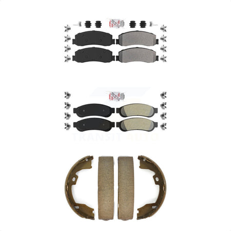 Front Rear Semi-Metallic Disc Brake Pads And Parking Shoes Kit For Ford F-350 KNN-101044