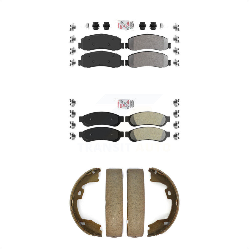 Front Rear Semi-Metallic Disc Brake Pads And Parking Shoes Kit For Ford F-250 KNN-101045