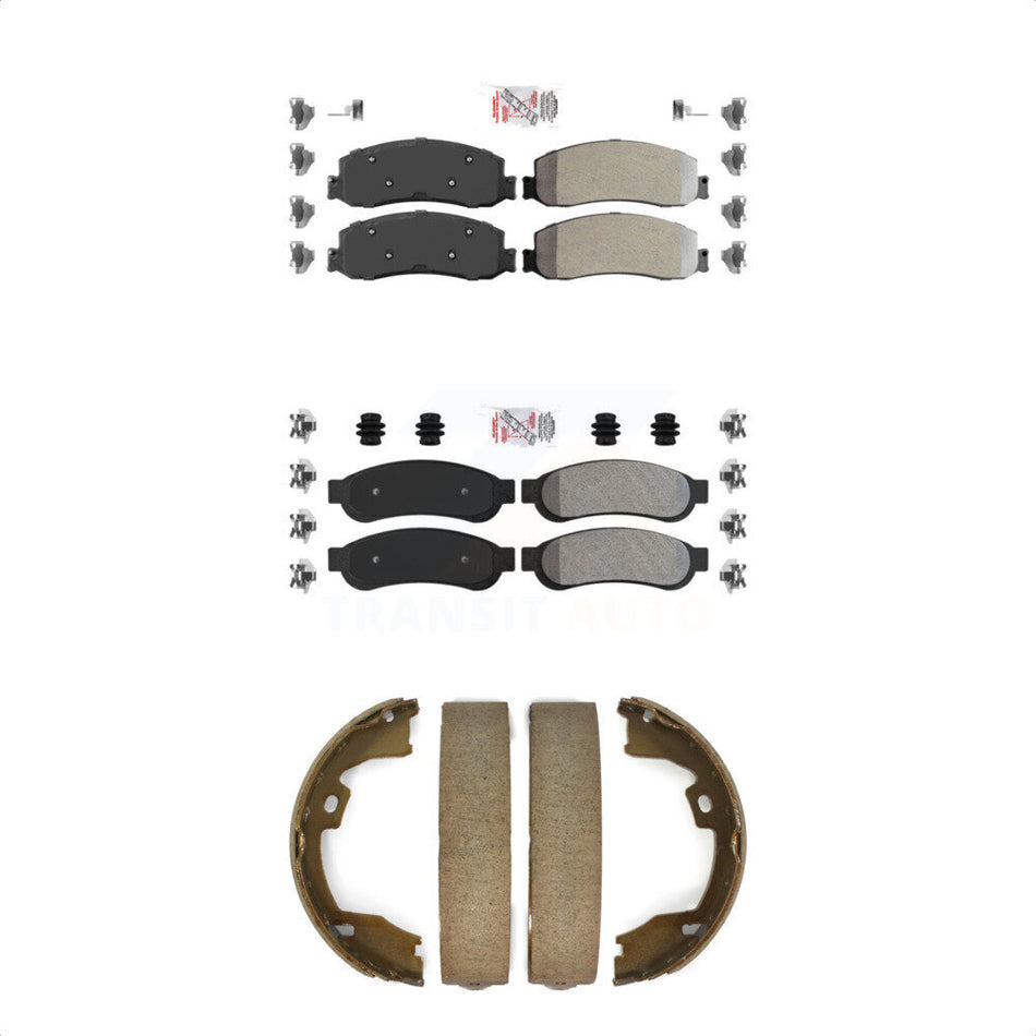 Front Rear Semi-Metallic Disc Brake Pads And Parking Shoes Kit For Ford F-250 KNN-101046