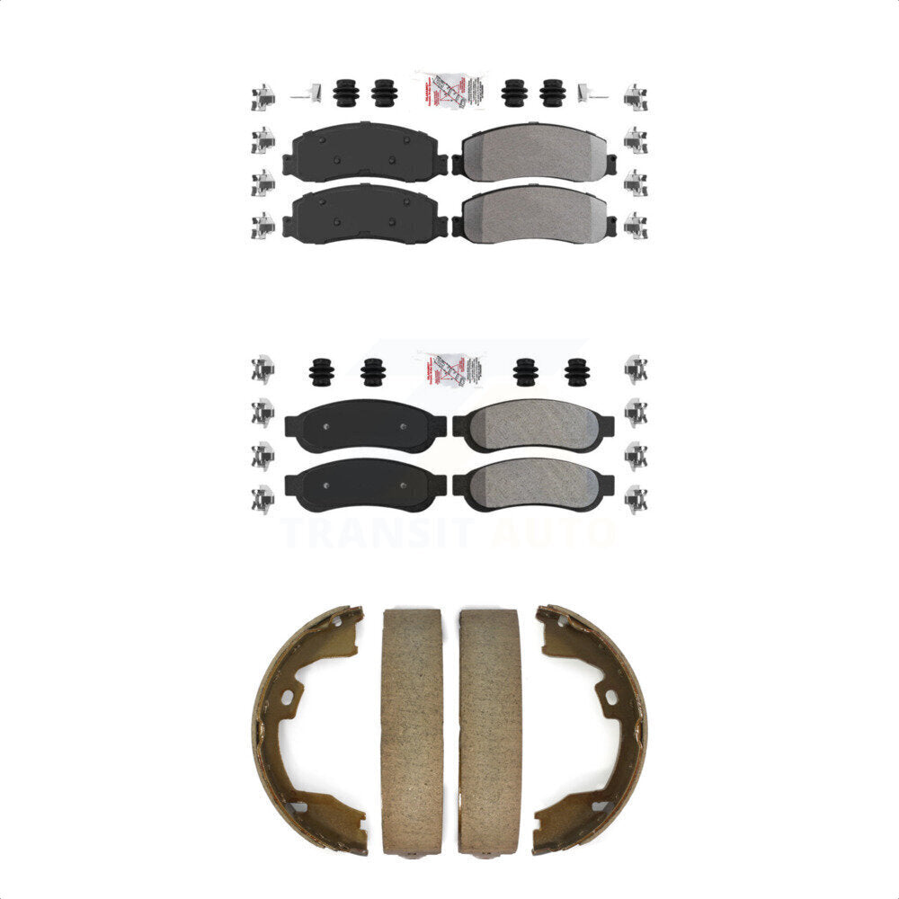 Front Rear Semi-Metallic Disc Brake Pads And Parking Shoes Kit For Ford F-250 KNN-101049