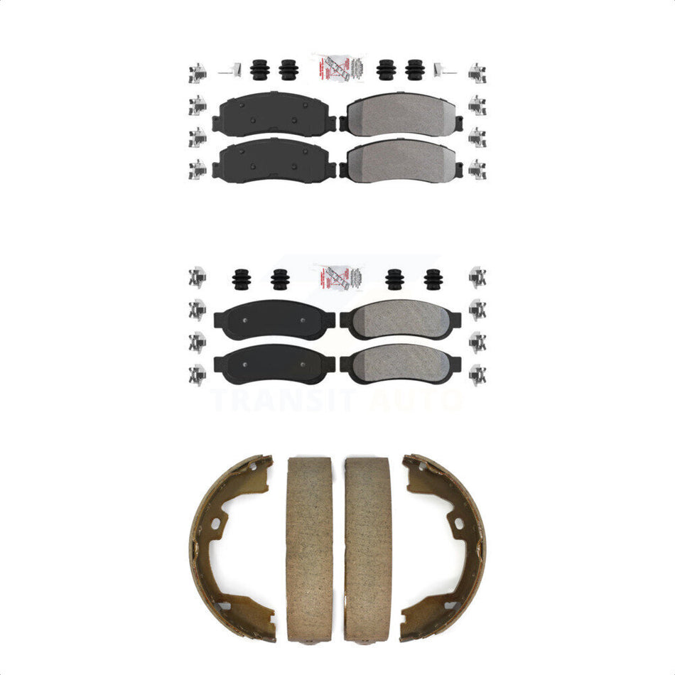 Front Rear Semi-Metallic Disc Brake Pads And Parking Shoes Kit For Ford F-250 KNN-101049