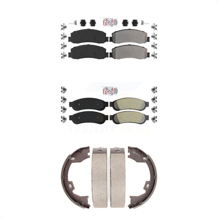 Front Rear Semi-Metallic Disc Brake Pads And Parking Shoes Kit For Ford F-350 KNN-101051