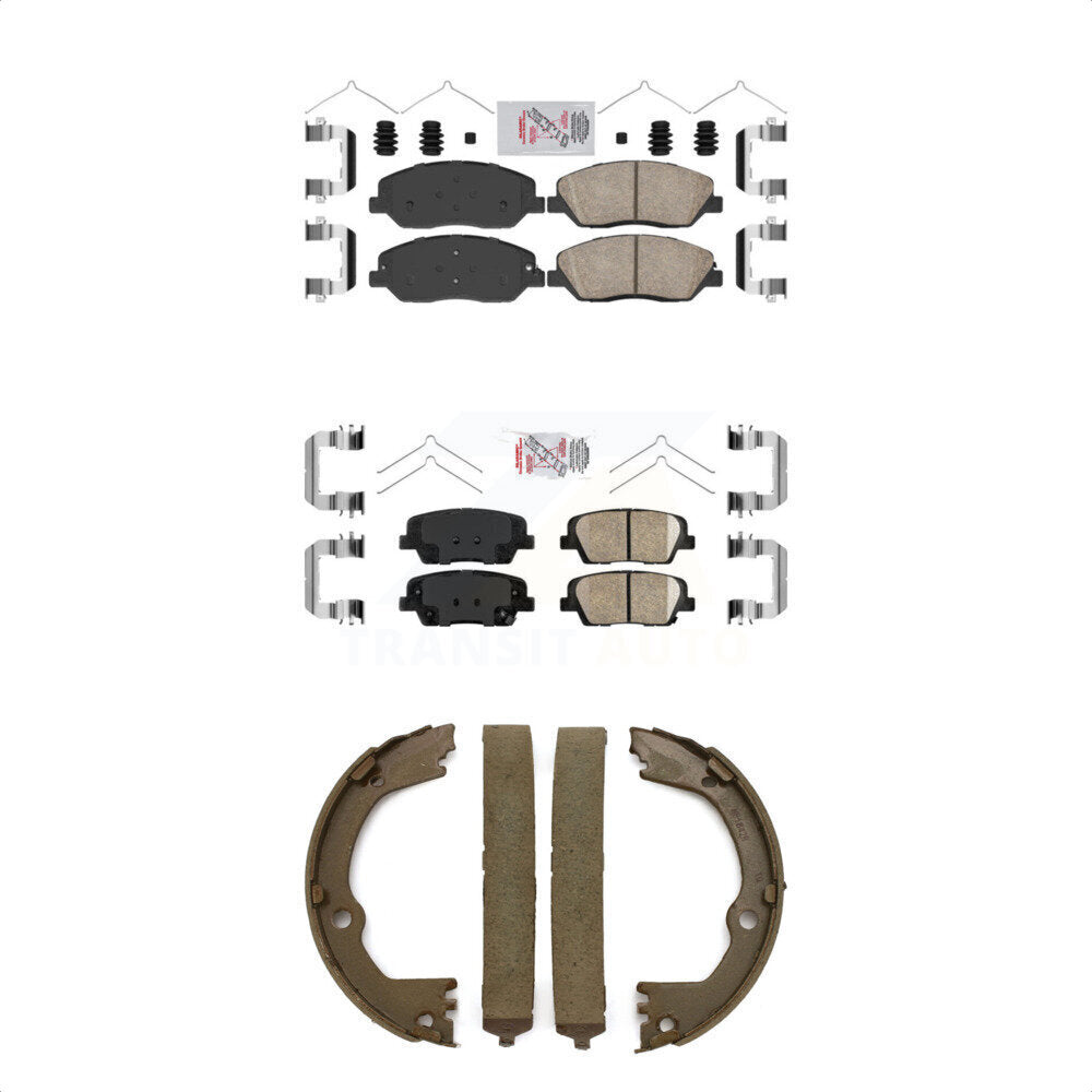Front Rear Ceramic Disc Brake Pads And Parking Shoes Kit For Hyundai Santa Fe KNN-101055