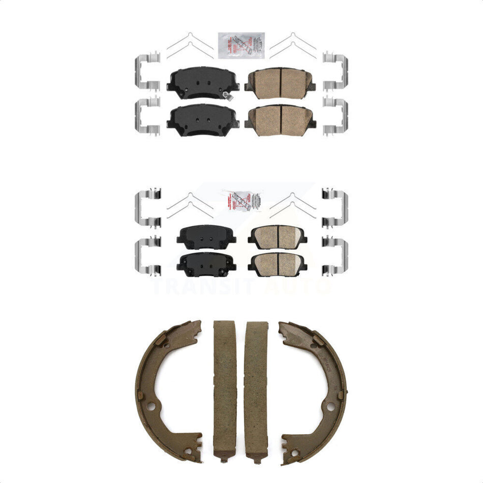 Front Rear Ceramic Disc Brake Pads And Parking Shoes Kit For KNN-101058