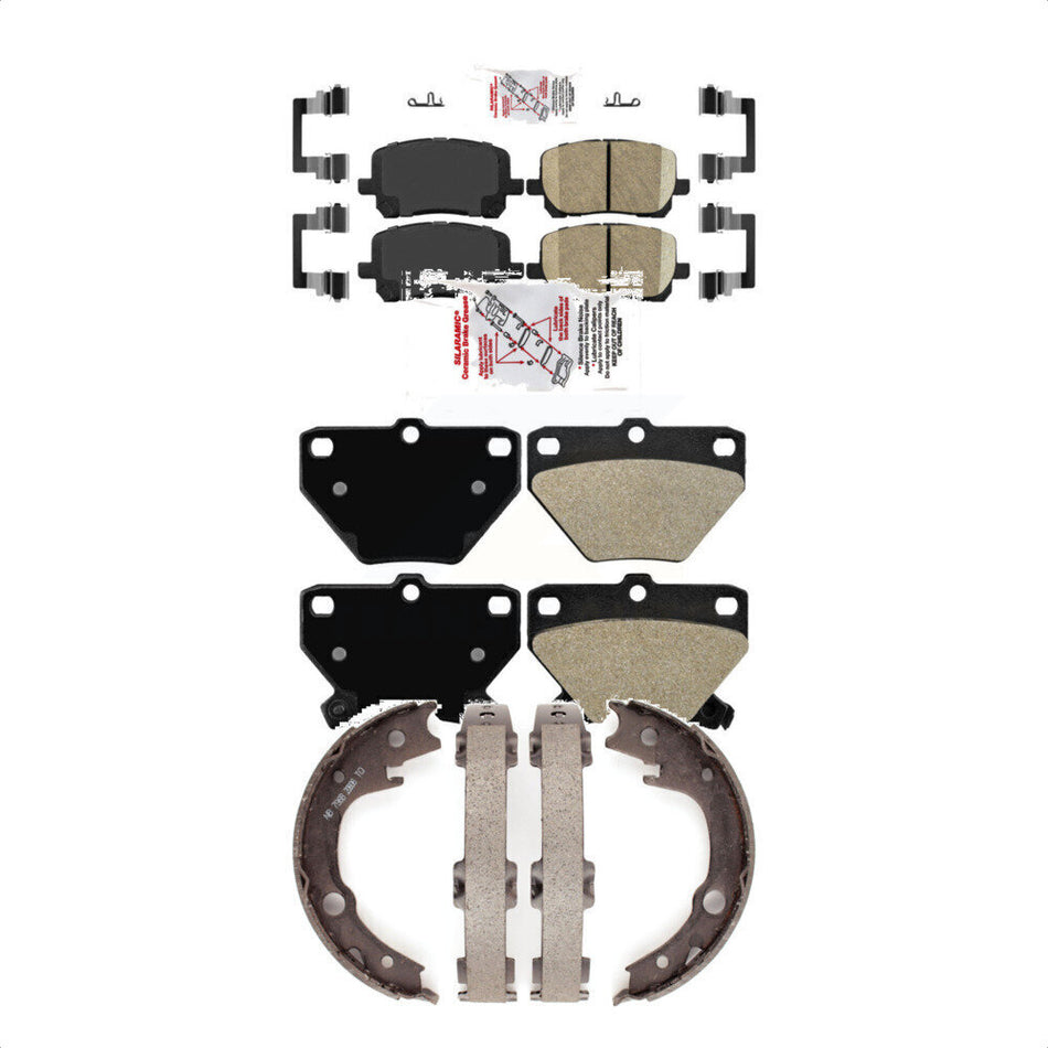 Front Ceramic Rear Semi-Metallic Disc Brake Pads And Parking Shoes Kit For KNN-101086