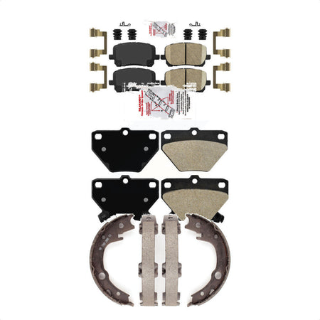 Front Ceramic Rear Semi-Metallic Disc Brake Pads And Parking Shoes Kit For KNN-101087