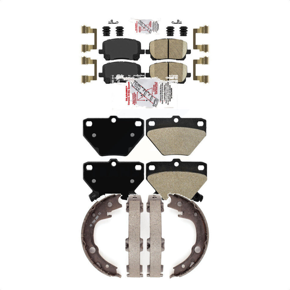 Front Ceramic Rear Semi-Metallic Disc Brake Pads And Parking Shoes Kit For KNN-101087