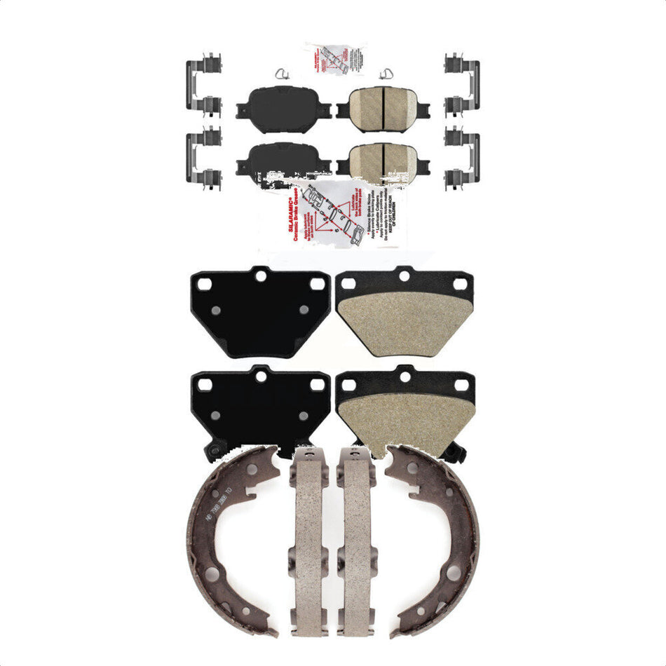 Front Ceramic Rear Semi-Metallic Disc Brake Pads And Parking Shoes Kit For KNN-101088