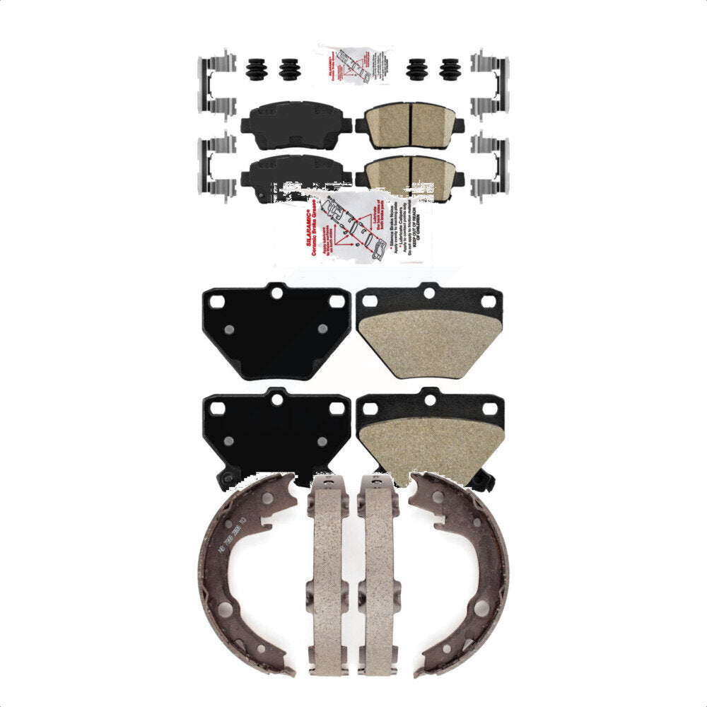 Front Ceramic Rear Semi-Metallic Disc Brake Pads And Parking Shoes Kit For KNN-101089