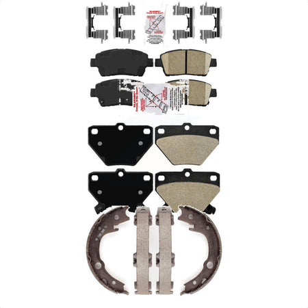 Front Ceramic Rear Semi-Metallic Disc Brake Pads And Parking Shoes Kit For KNN-101090
