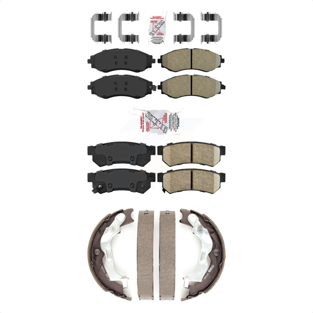 Front Semi-Metallic Rear Ceramic Disc Brake Pads And Parking Shoes Kit For KNN-101091