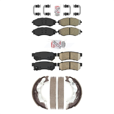 Front Semi-Metallic Rear Ceramic Disc Brake Pads And Parking Shoes Kit For KNN-101091