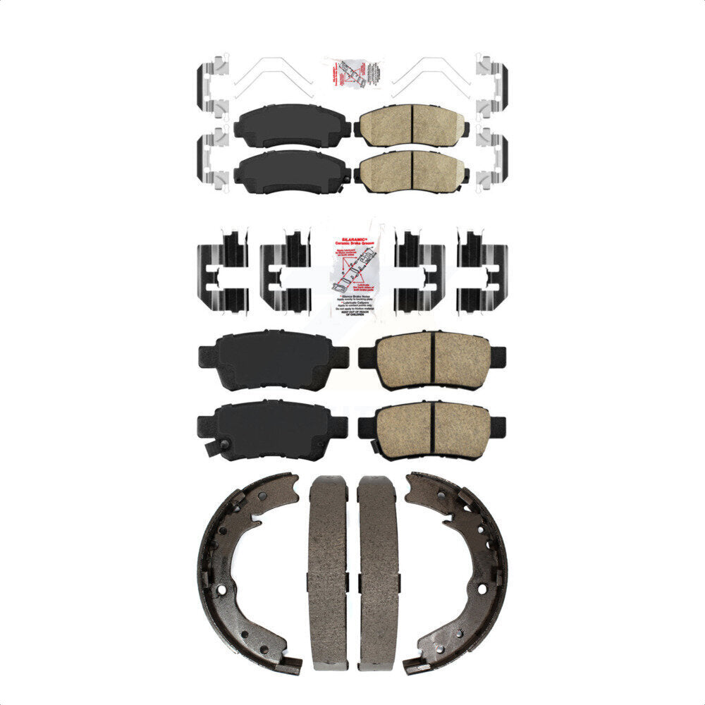 Front Rear Ceramic Disc Brake Pads And Parking Shoes Kit For Honda Odyssey KNN-101095