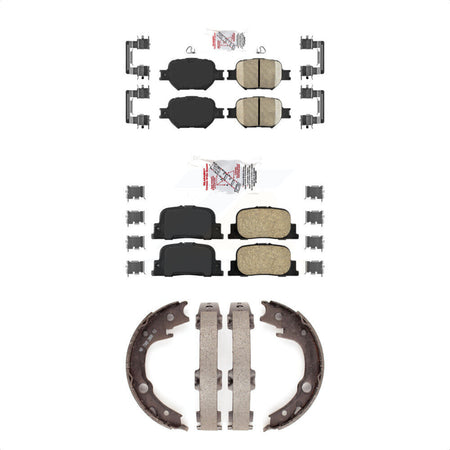Front Rear Ceramic Disc Brake Pads And Parking Shoes Kit For 05-10 Scion tC KNN-101100