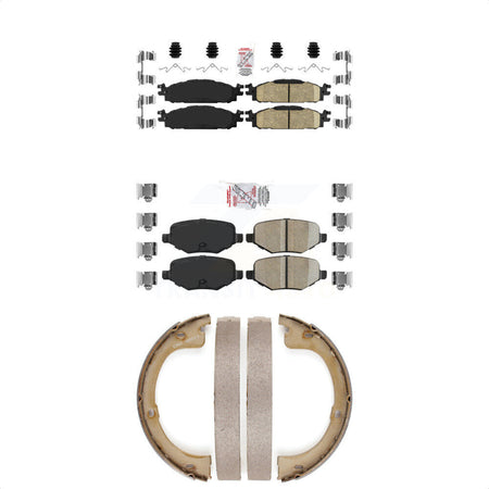 Front Rear Ceramic Disc Brake Pads And Parking Shoes Kit For 10-12 Lincoln MKT KNN-101104