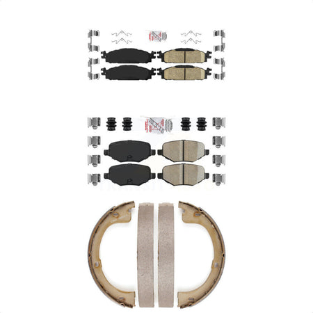 Front Rear Ceramic Disc Brake Pads And Parking Shoes Kit For 10-12 Lincoln MKT KNN-101107