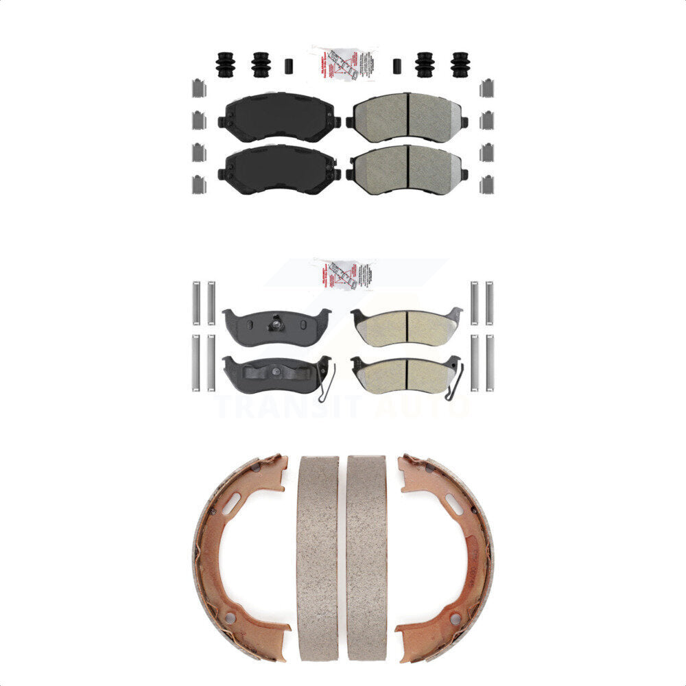 Front Rear Semi-Metallic Disc Brake Pads And Parking Shoes Kit For KNN-101111