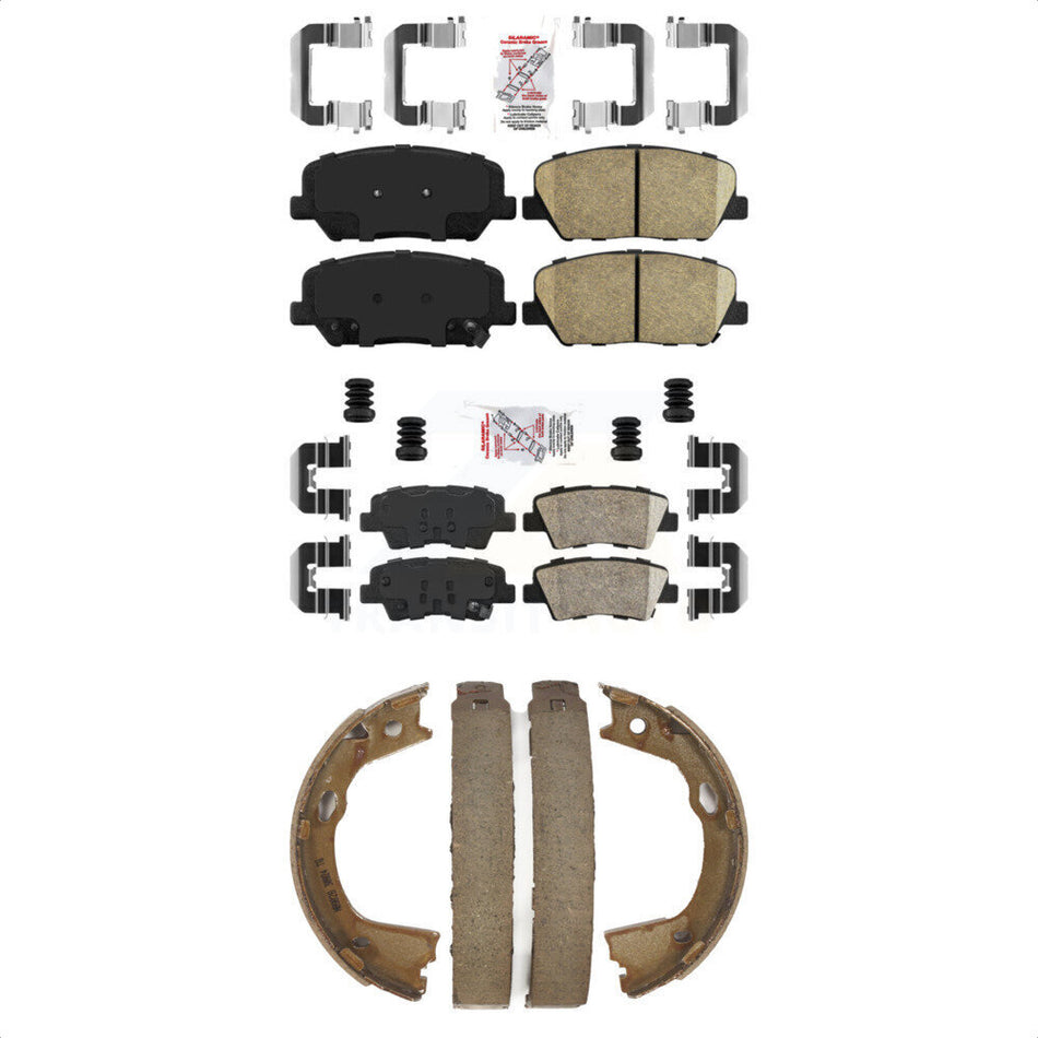Front Rear Ceramic Disc Brake Pads And Parking Shoes Kit For Kia Optima KNN-101117