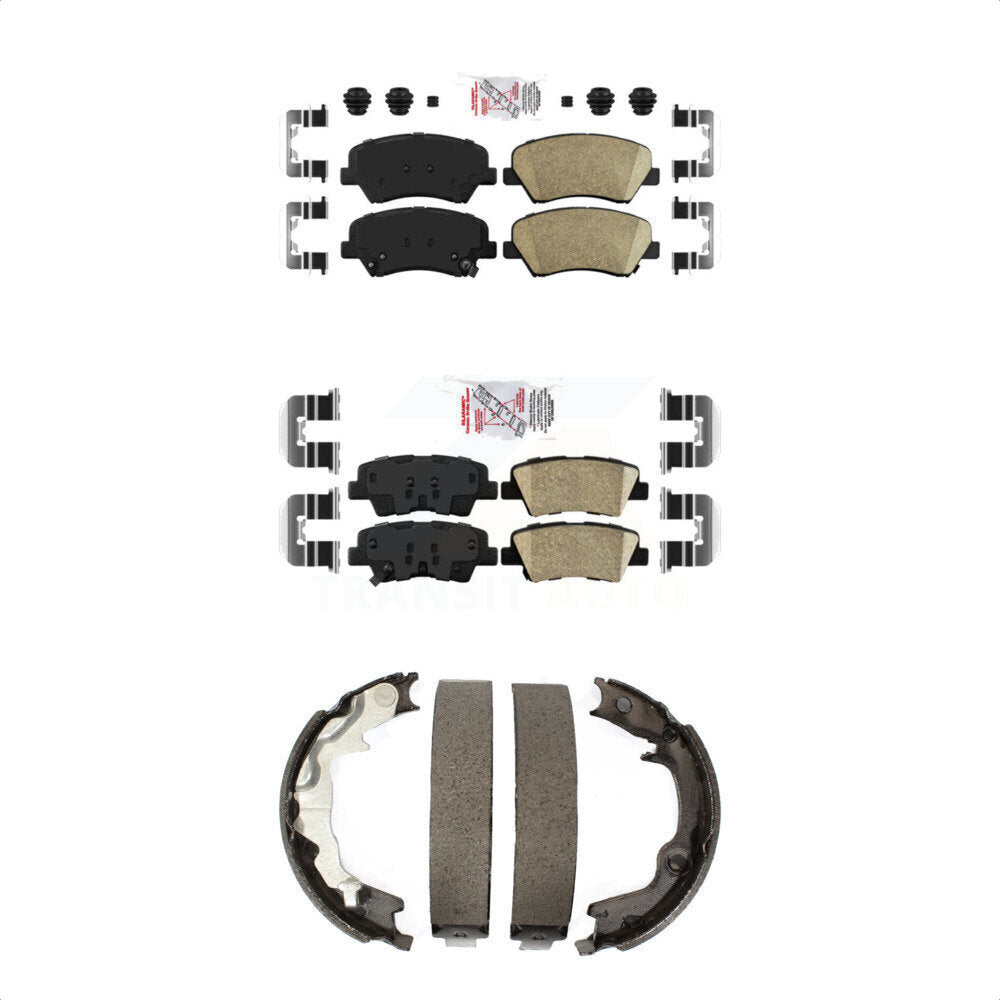 Front Rear Ceramic Disc Brake Pads And Parking Shoes Kit For Kia Forte Koup KNN-101121