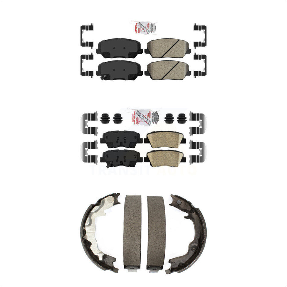Front Rear Ceramic Disc Brake Pads And Parking Shoes Kit For Kia Forte Koup KNN-101123