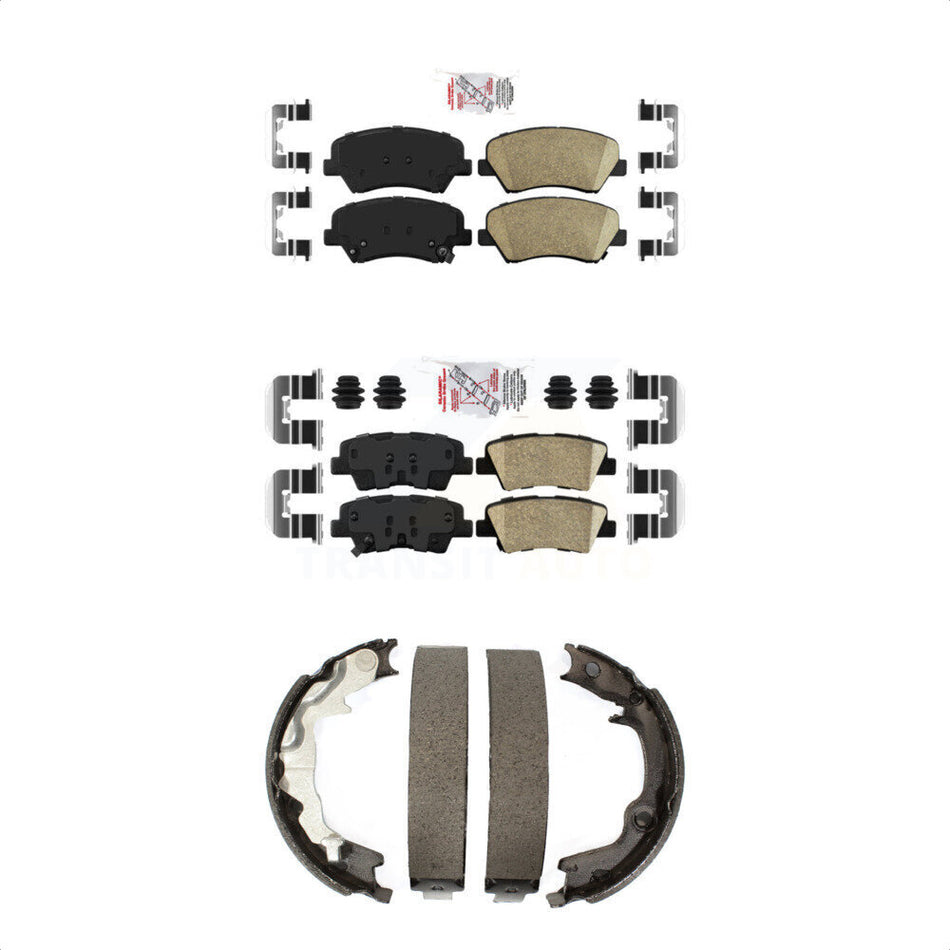 Front Rear Ceramic Disc Brake Pads And Parking Shoes Kit For Kia Forte Koup KNN-101125
