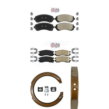 Front Semi-Metallic Rear Ceramic Disc Brake Pads And Parking Shoes Kit For KNN-101129