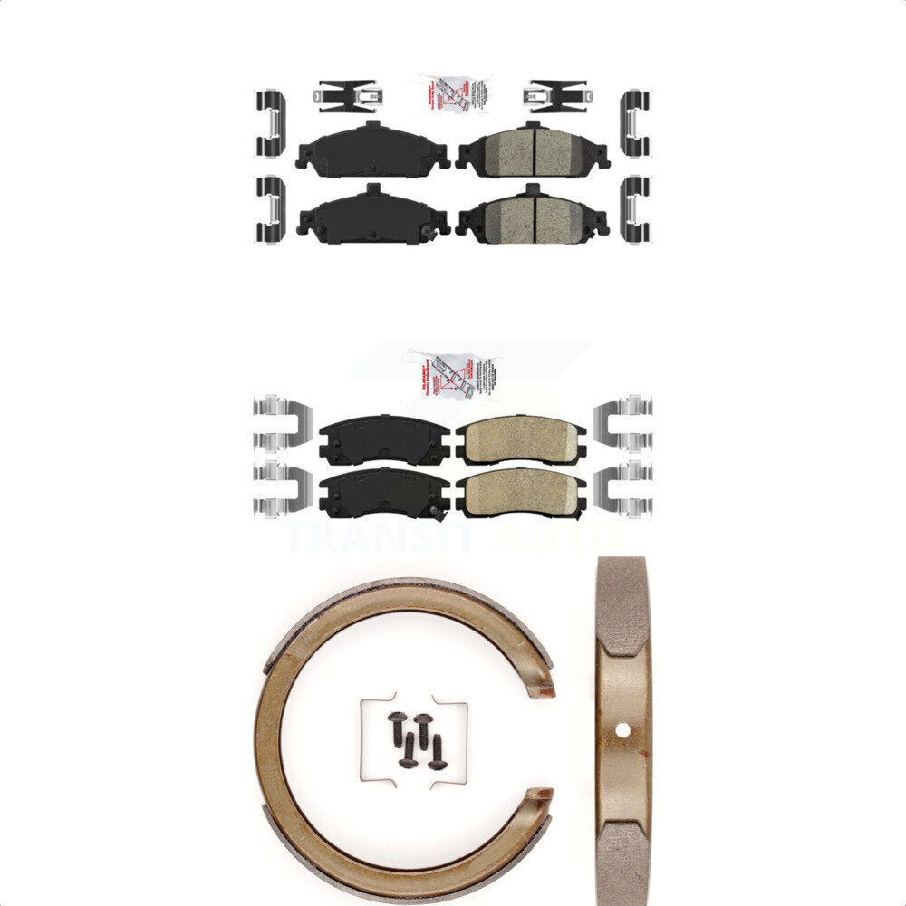 Front Rear Ceramic Disc Brake Pads And Parking Shoes Kit For Pontiac Grand Am KNN-101130
