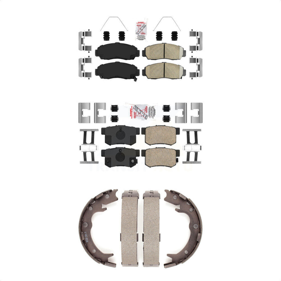 Front Rear Ceramic Disc Brake Pads And Parking Shoes Kit For Acura TL CL RL KNN-101139