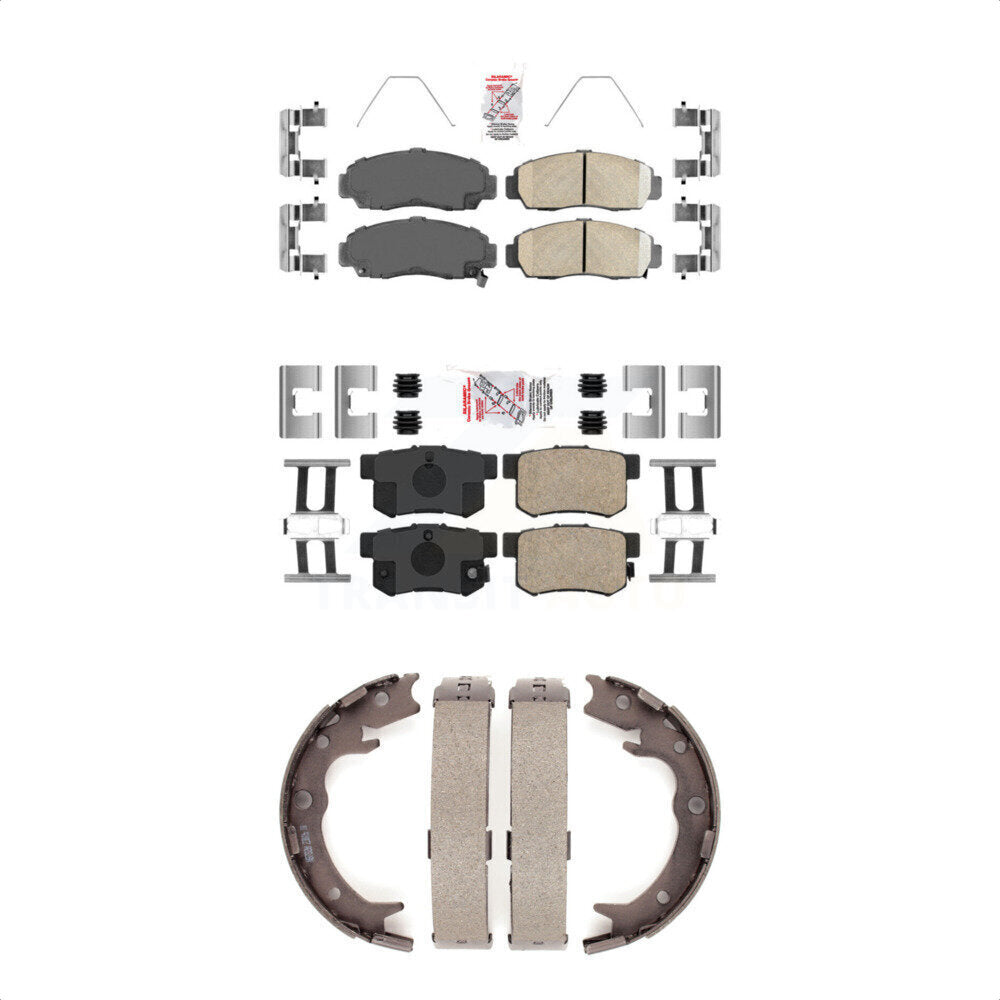 Front Rear Ceramic Disc Brake Pads And Parking Shoes Kit For Acura TL CL RL KNN-101140