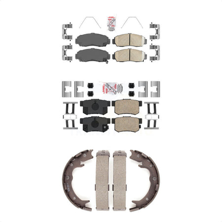 Front Rear Ceramic Disc Brake Pads And Parking Shoes Kit For Acura TL CL RL KNN-101140