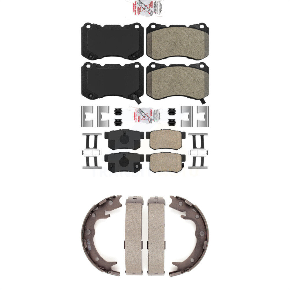 Front Semi-Metallic Rear Ceramic Disc Brake Pads And Parking Shoes Kit For KNN-101143